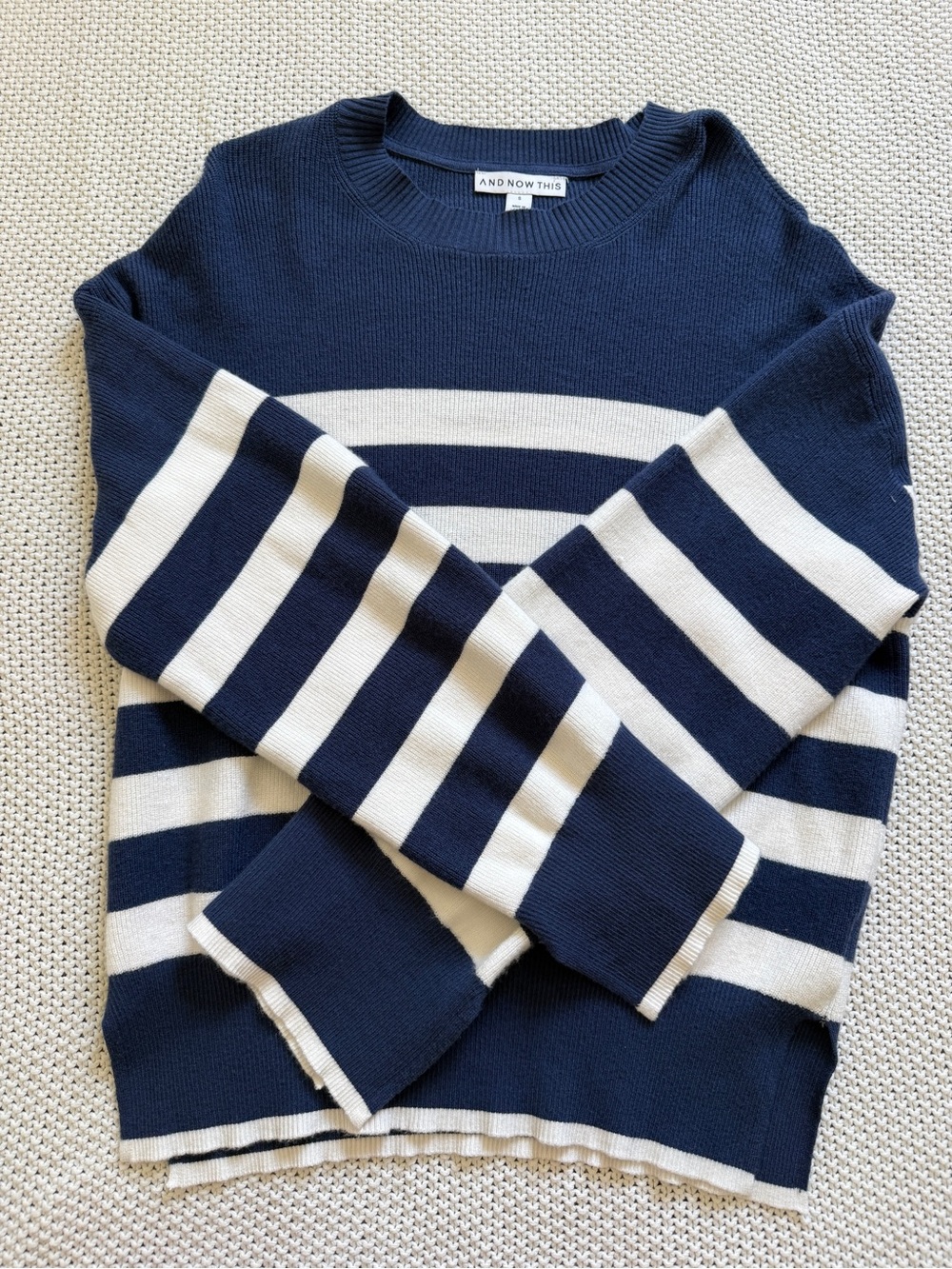 And Now This Navy & Cream Striped Crewneck Sweater